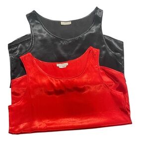 VTG Executive Collection 100% Silk Tank Top Set Black & Red Sleeveless Blouse